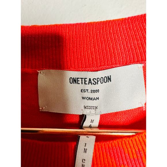 ONE TEASPOON Neon Coral Leopard Long Sleeve Knit Sweater NWT size Medium - Picture 6 of 13